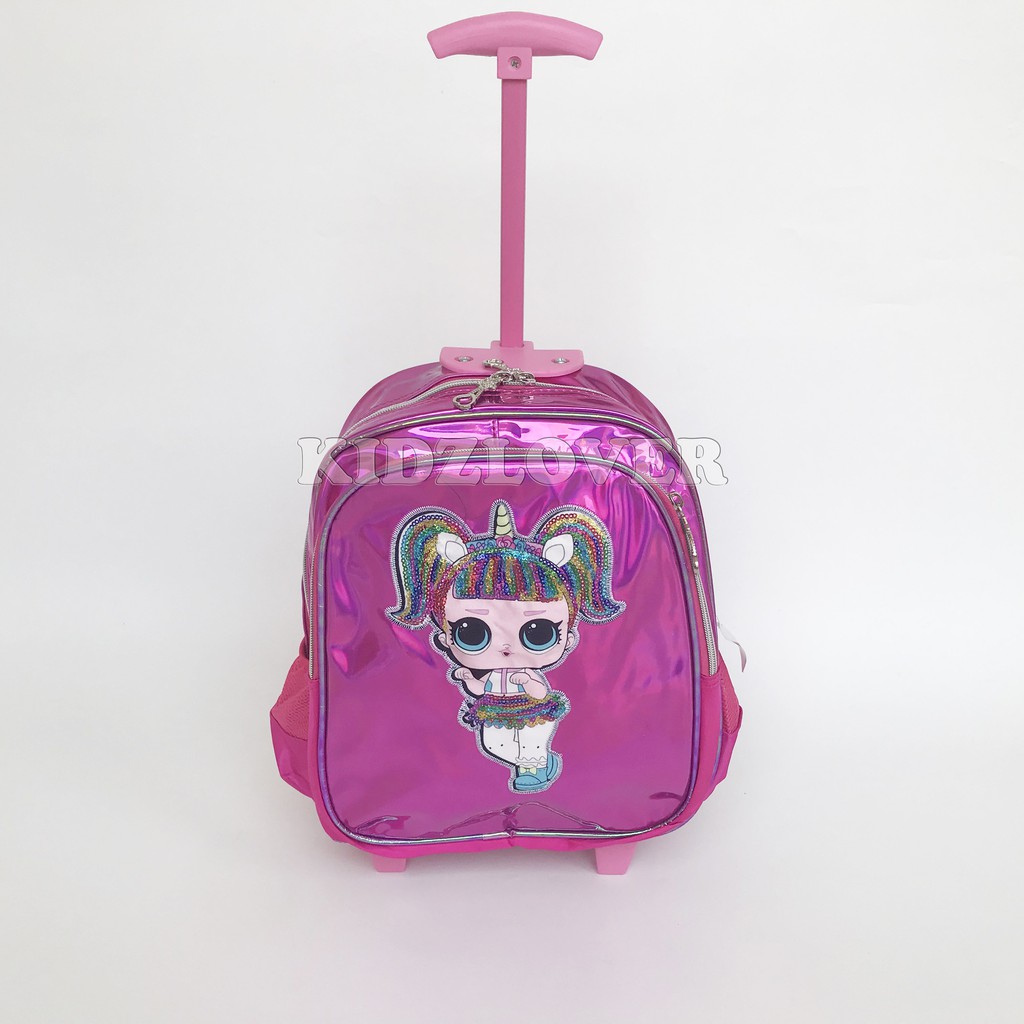 Tas Hologram Lampu Koper Ransel Anak Sekolah TK/PAUD Trolley Dorong Troli