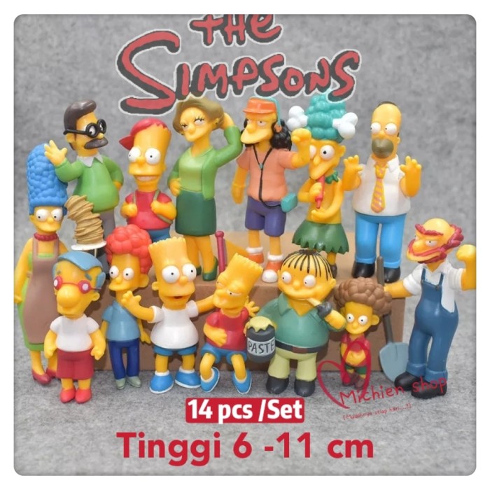 Michin160 Figure The simpsons pajangan mainan set isi 14 simpson homer bart