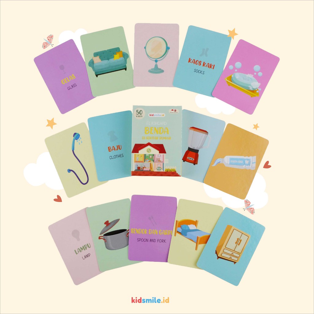 Mainan Edukasi Anak Flash Card Kidsmile BENDA DI SEKITAR RUMAH Flashcard Anak Flash Card Anak