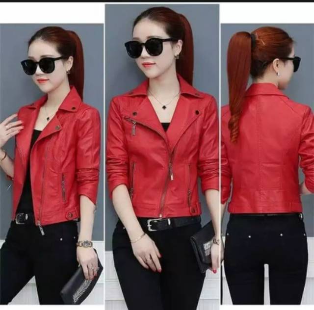 Jaket kulit wanita motor korea J-W 5