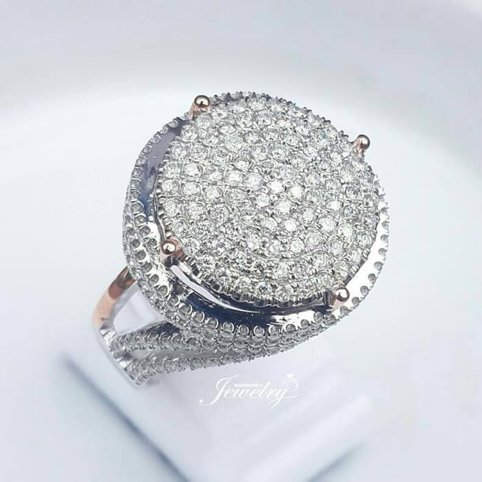 Cincin Wanita Kawin Nikah Original Emas Gold 18k Berlian Diamond Eropa Putih Asli DK1418