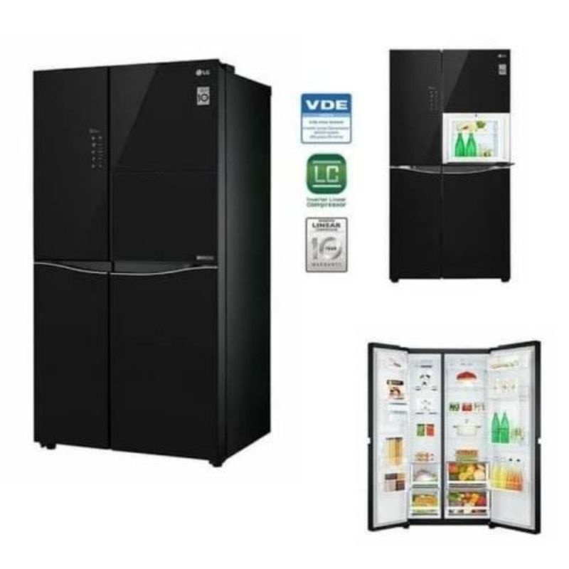 KULKAS LG GC-C247UGUV SIDE BY SIDE INVERTER BLACK GLASS GCC247UGUV UGUV Mini Bar