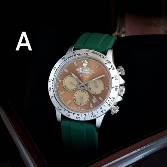 JAM TANGAN PRIA ROLEX 001 CHRONO AKTIF TGL AKTIF RUBBER SEMI SUPER