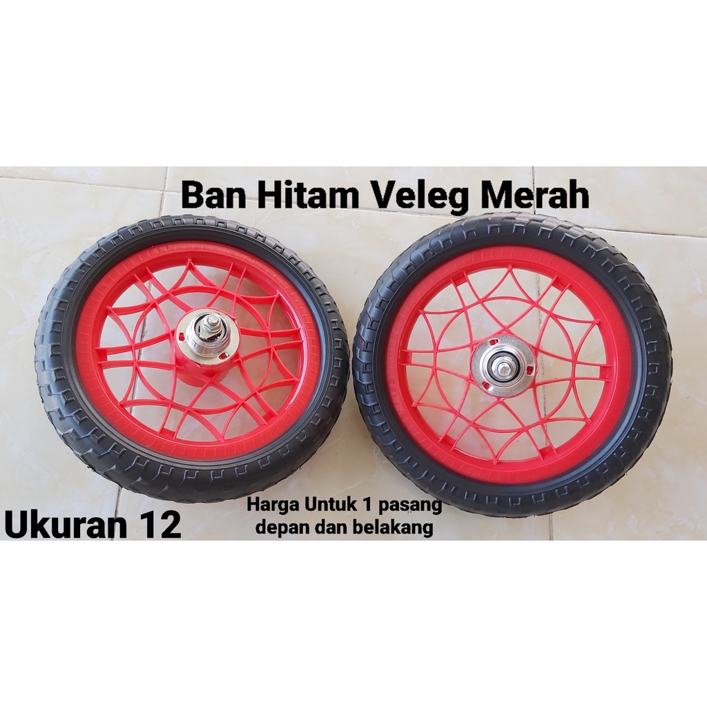 ( 1 Pasang ) Ban Sepeda Anak 12 / Ban Mati dan Velg Pelek Veleg Sepeda ukuran 12 Lengkap Motif Binta