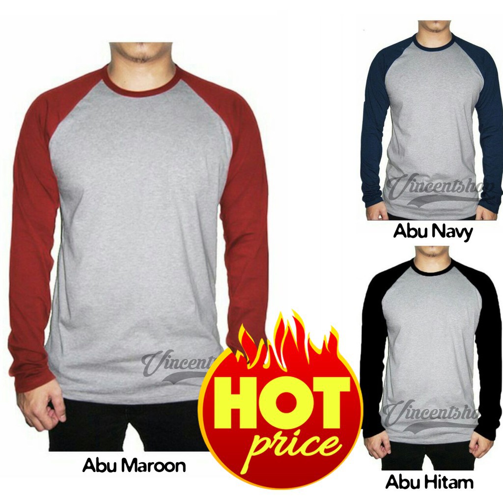 Jual Raglan Lengan Panjang Baju Raglan Reglan Polos Kaos Shopee Indonesia