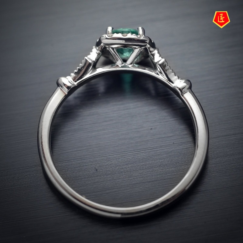 [Ready Stock]Inlaid Green Gemstone Ring Female Fashion Elegant Personality