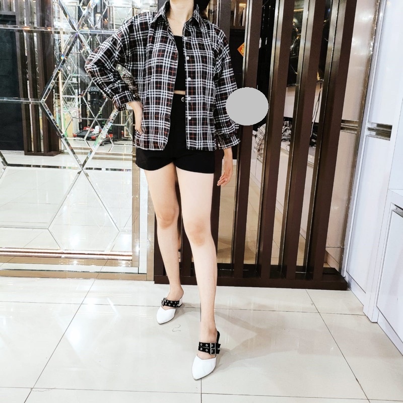 FDM-RR- KEMEJA OSLIN OVERSIZE WANITA / KEMEJA WANITA-BB HITAM