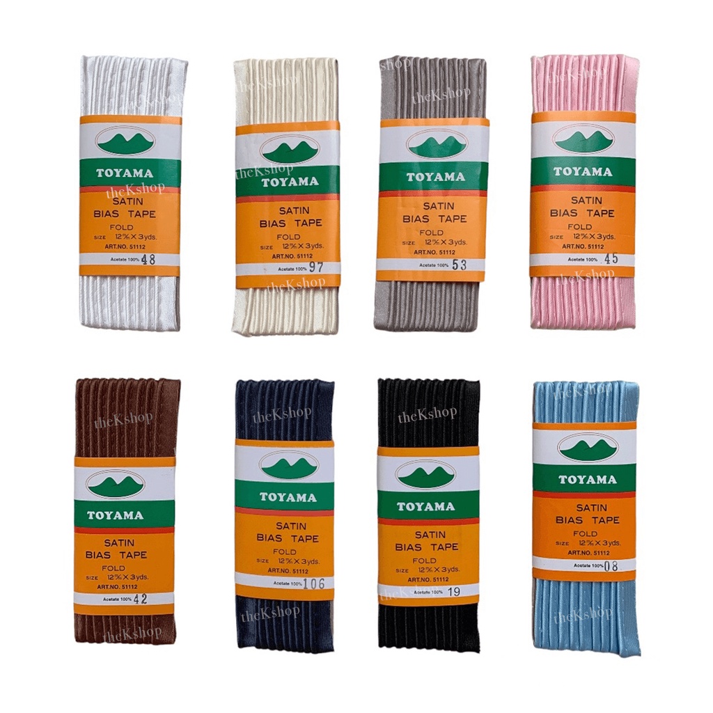 Bisban Isi Satin Warna Warni  3 yard / Bis Bias Tape Asetat Acetate Grosir Bisban Satin Bis Satin
