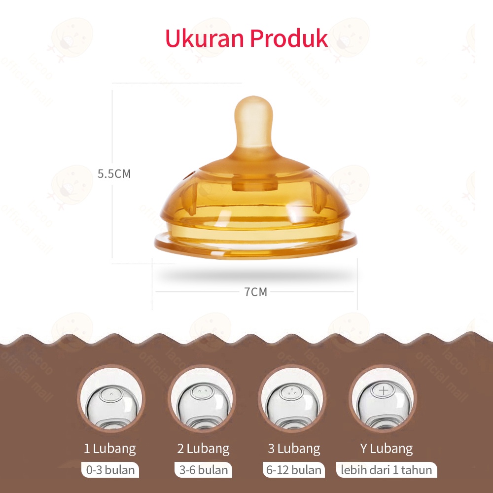 Lacoo Piko Dot Wide Neck silikon/Dot cokelat dengan sedotan Baby pacifier