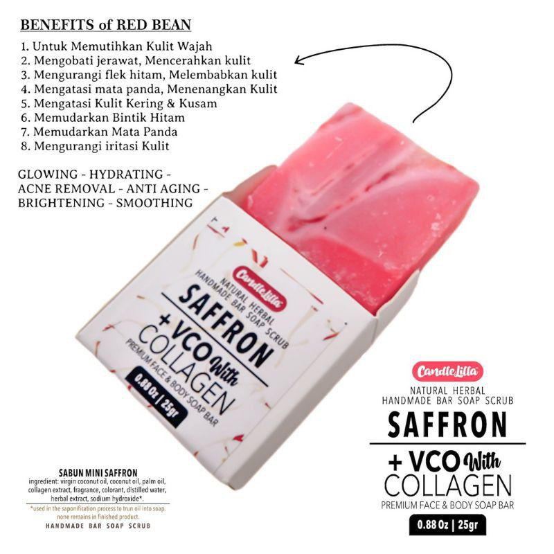 VIRAL!!! TERLARIS 2020 SABUN WAJAH SABUN BATANG SAFFRON + VCO WITH COLLAGEN HANDMADE BAR SOAP SABUN