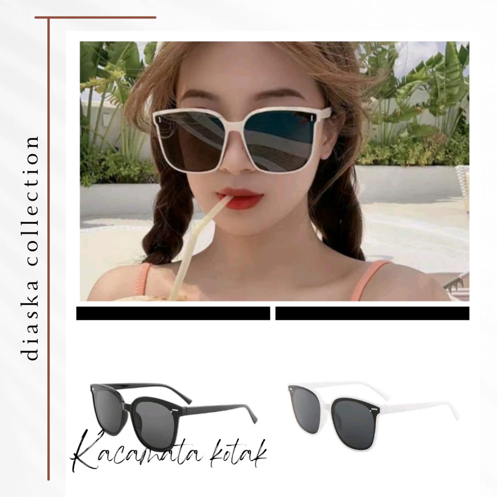 Kacamata Kotak Hitam Korean Fashion Sunglassess Wanita/Pria