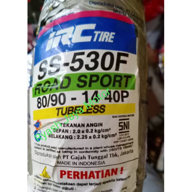 Ban tubeless IRC SS-530F 80/90-14 for Beat/vario/vario 125/150/mio J/mio m3/soul gt 125/x-ride/Scoop