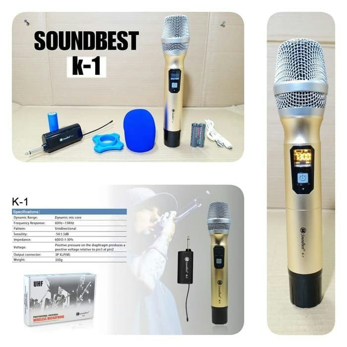 Mic Wireless Soundbest K1 Original Receiver Charger