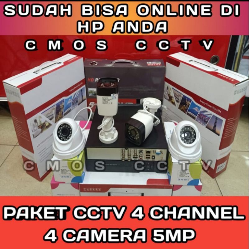 PAKET CCTV 4 CHANNEL 4 KAMERA 5MP FULL HD KOMPLIT SIAP PASANG