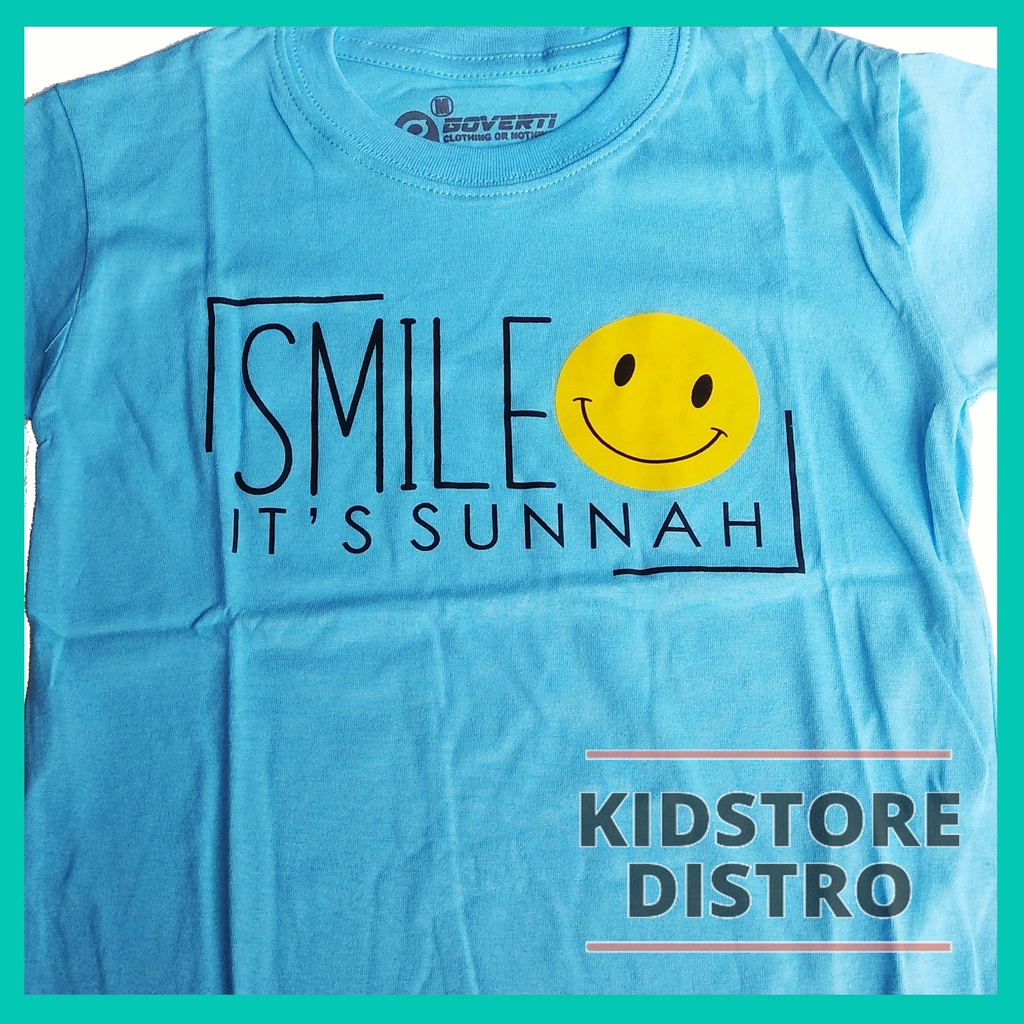 Baju Kaos Anak Islami / Kaos Anak Dakwah / Kaos Muslim Islami / Motif Smile Sunnah / Baju Anak Sahabat Nabi / Kaos Anak Khalifah