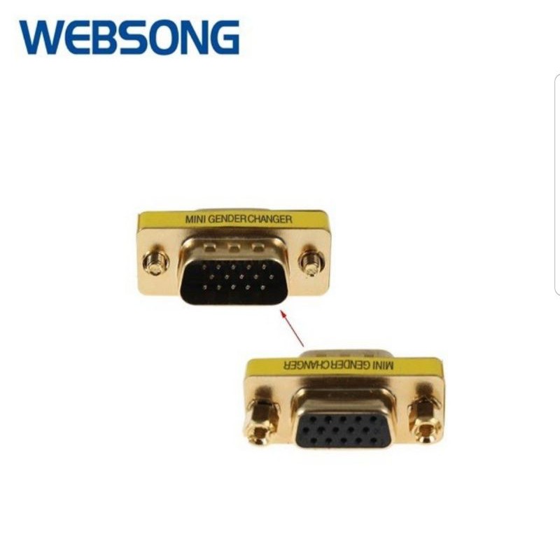 Connector VGA Male to Female Gold websong