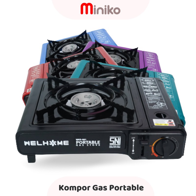 Kompor gas portable - Kompor Gas Mini Portable 1 Tungku - kompor portabel welhome - Kompor Gas 1 Tungku 2in1  Gas Kaleng &amp; Gas Elpiji Tabung - RANDOM - sudah termasuk bubble extra