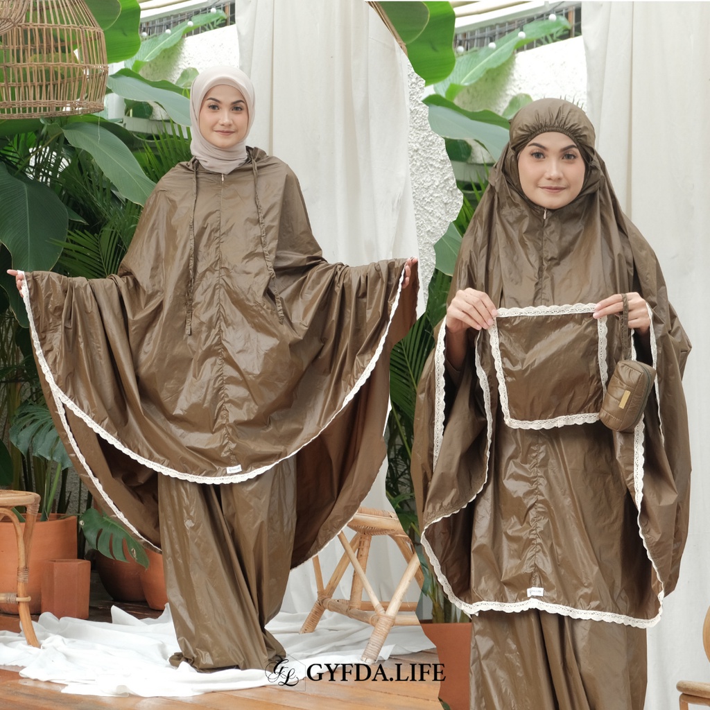 (DARK OLIVE GREEN) MUKENA TRAVELING MINI 2in1 Kecil dan Ringan - Parasut Resleting - GYFDA.LIFE #Seg