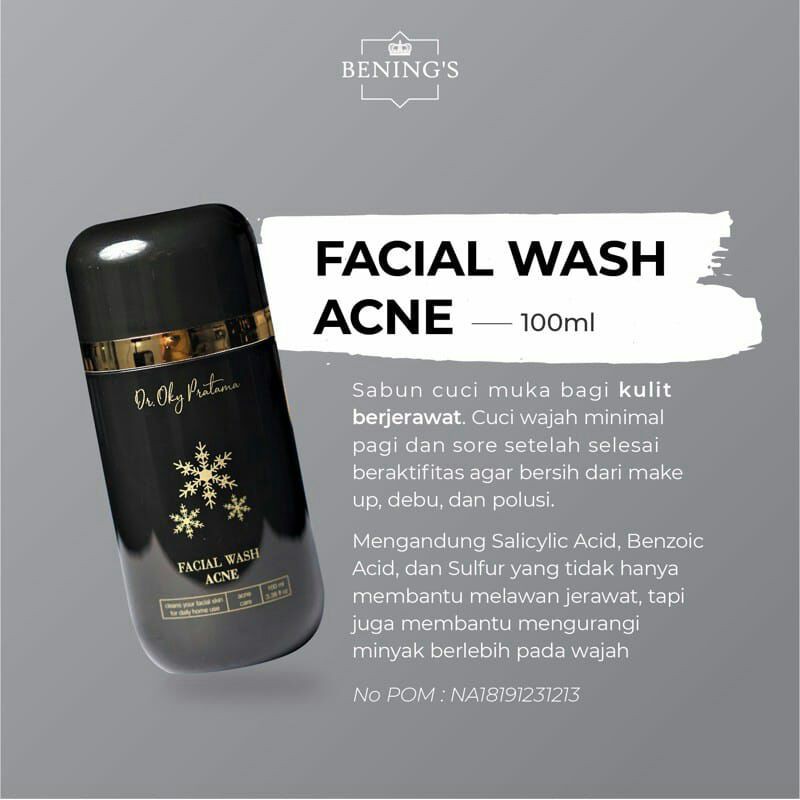 Acne Facial Wash / Skincare by dr. Oky Pratama / Bening's skincare / Bening's Clinic