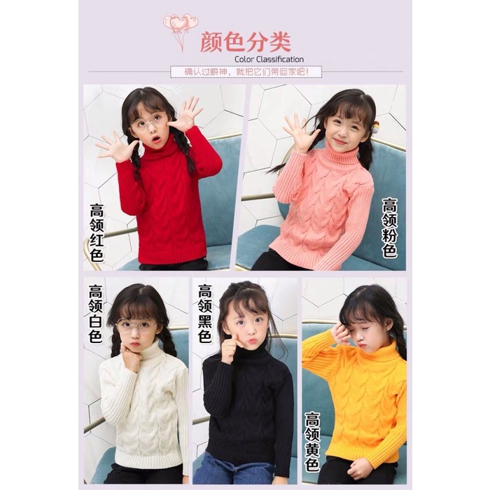 Sweater tebal rajut anak musim dinginwinter pullover turtleneck kids