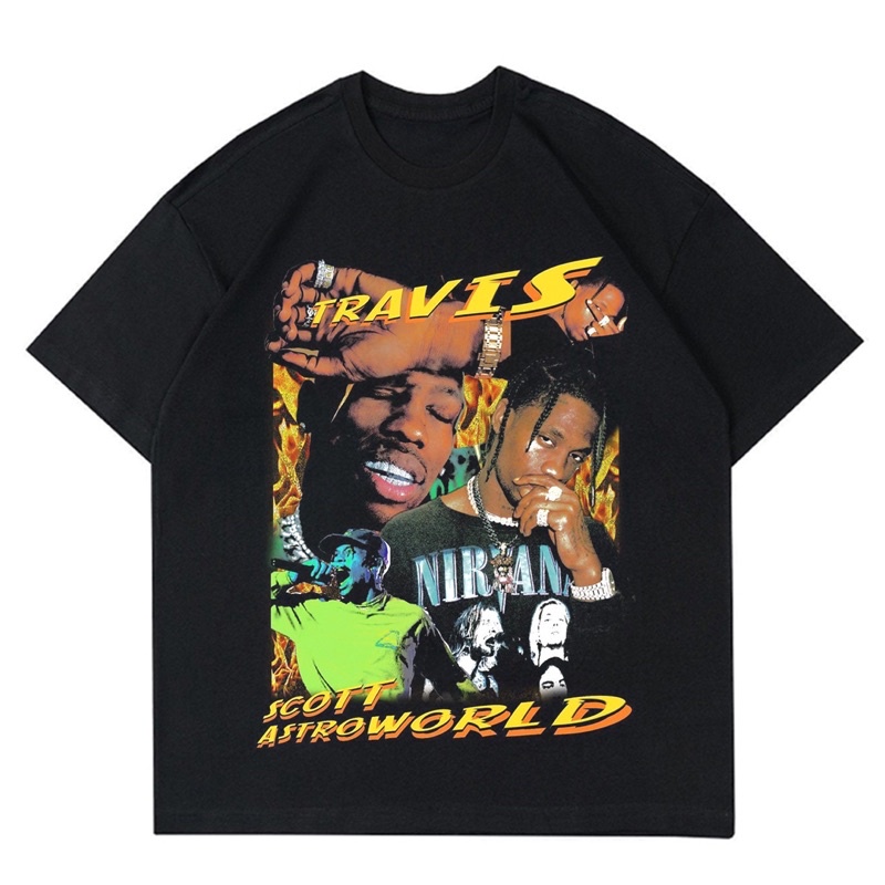 KAOS VINTAGE TRAVIS SCOOT Black | T-SHIRT TRAVIS SCOOT| KAOS TRAVIS SCOOT