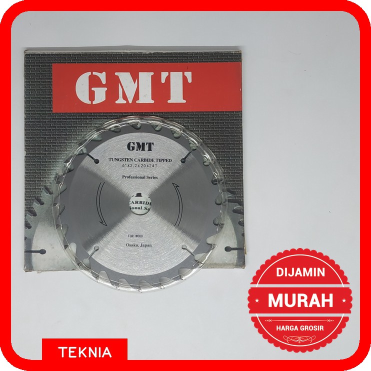 Mata Circle-Circular Saw TCT GMT 6” x 24T Tebal / Mata Gergaji Pemotong Kayu