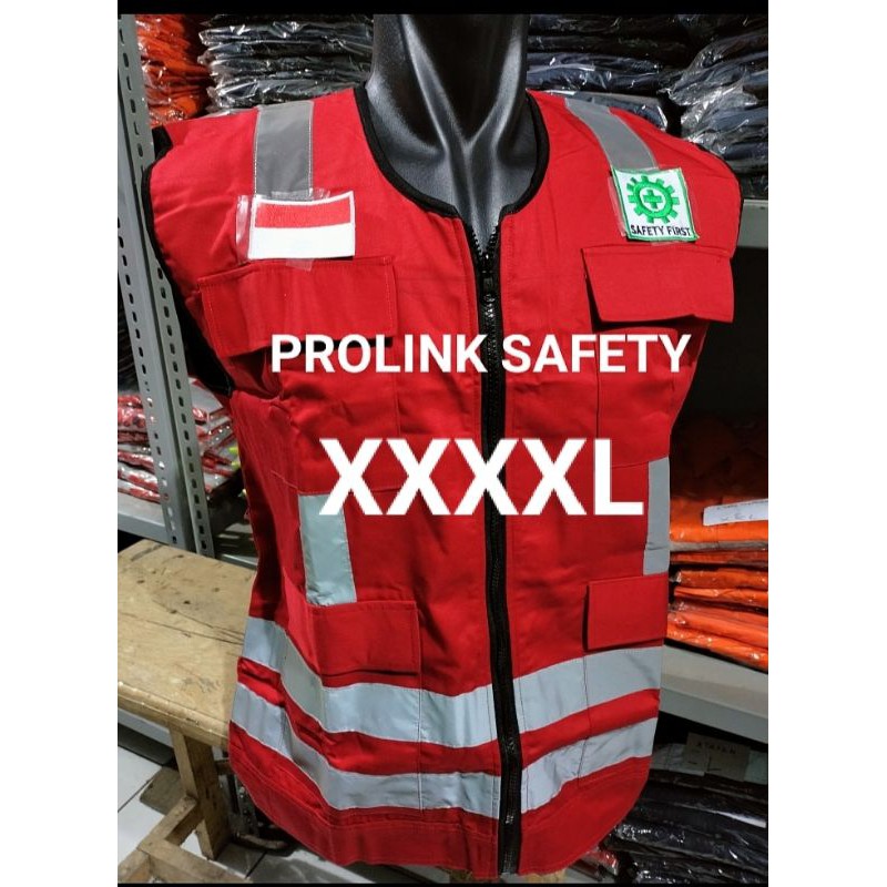 ROMPI SAFETY SUPER JUMBO 5XL XXXXL MERAH HSE BERLOGO K3 BENDERA