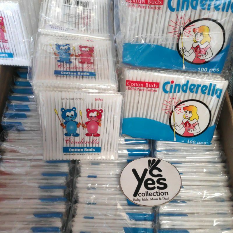 Cotton Buds Cinderella Baby Dewasa 100 - 50 pcs anak extra Fine Korek kuping Pembersih telinga pure