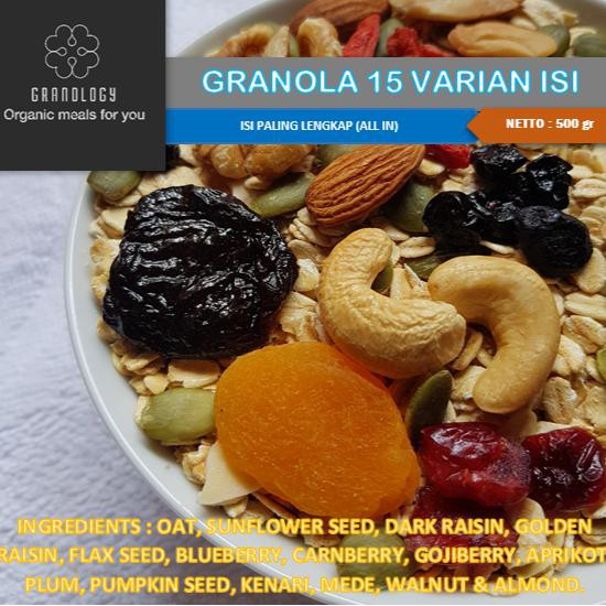 

Kualitas Terbaik - Granola 500 gram mix 15 in 1 by Granology