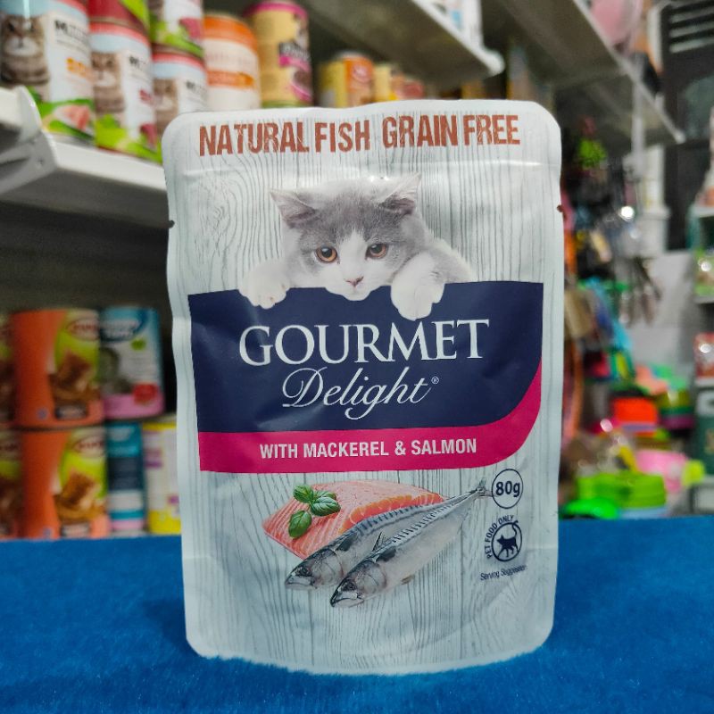 Gourmet Delight Sachet with Mackerel & Salmon 85gr Makanan Basah Kucing Gourmet Pouch