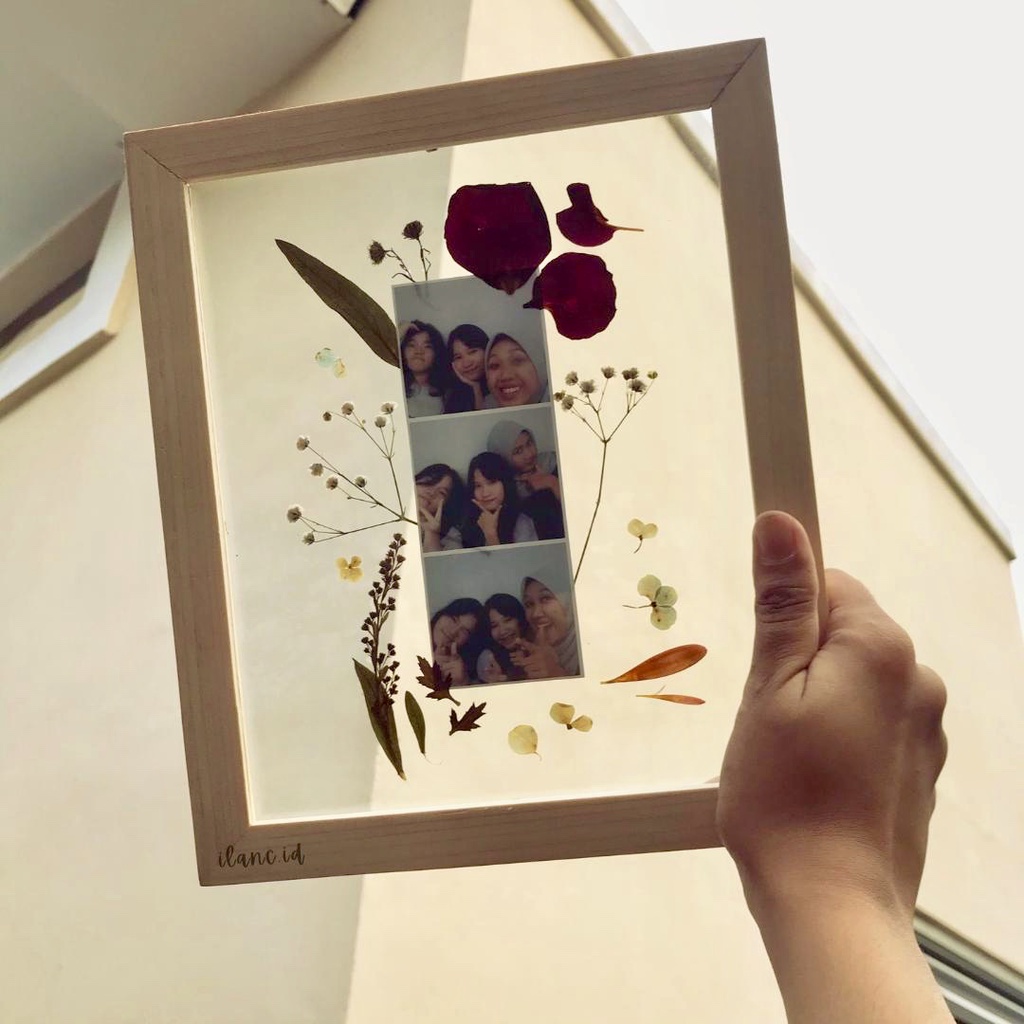 Pressed Flower Frame (single frame) stripe photo kayu gift box