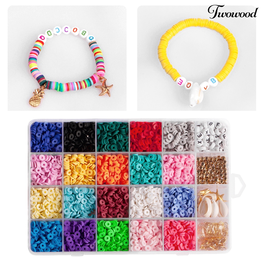 Twowood 1 Set Loose Beads Colorful Flat DIY English Letters Long Lasting Beads Jewelry Making