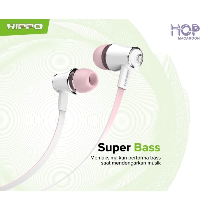 Hippo Headset HOP MACAROON Stereo Wired Earphone Handsfree Original Ori