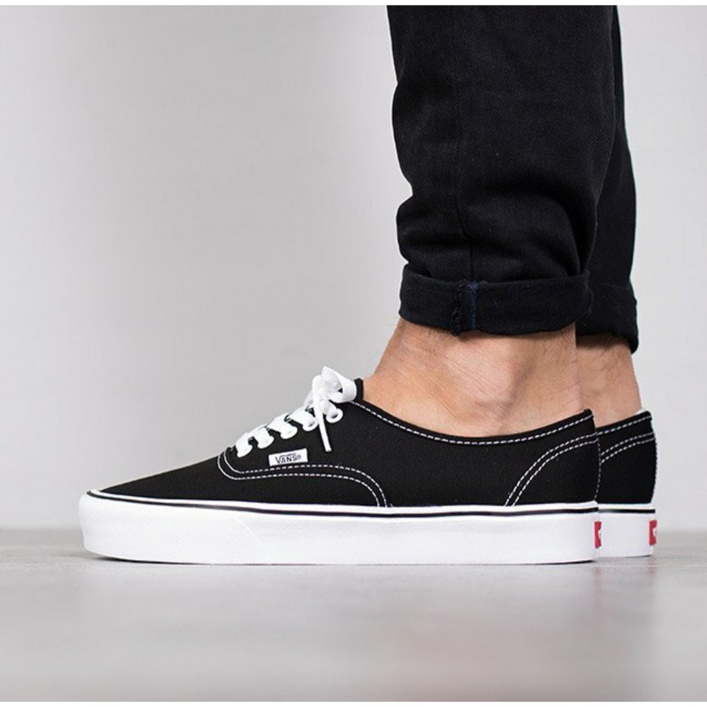 SEPATU VANS AUTHENTIC PREMIUM BLACK WHITE PRIA WANITA size 36-43