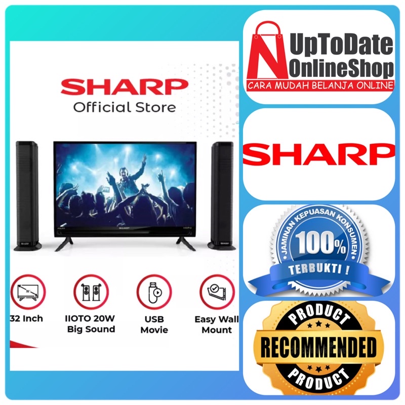 TV LED 32INCH SHARP 2T-C32BB1i-TB HDMI USB MOVIE FREE DOUBLE TOWER SPEAKER
