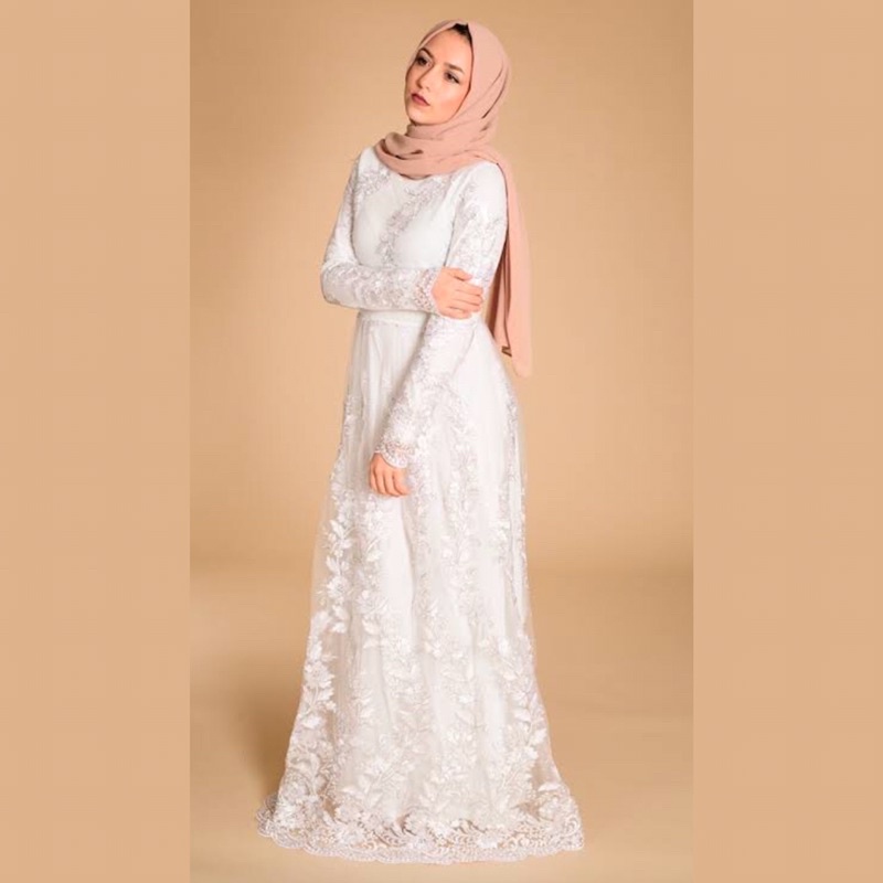 FULL BRUKAT [FREE HIJAB ]GAUN AKAD GAMIS AKAD WALIMAH