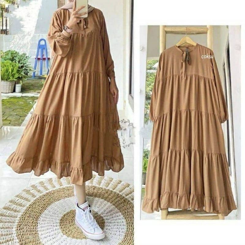 gamis panjang peremium//gamis midi rayon peremium//baju wanita