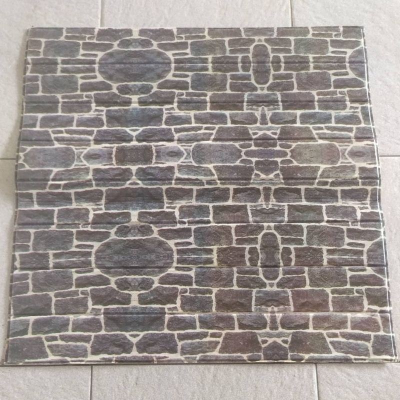 wallpaper sticker foam permukaan timbul motif batu alam kehitaman