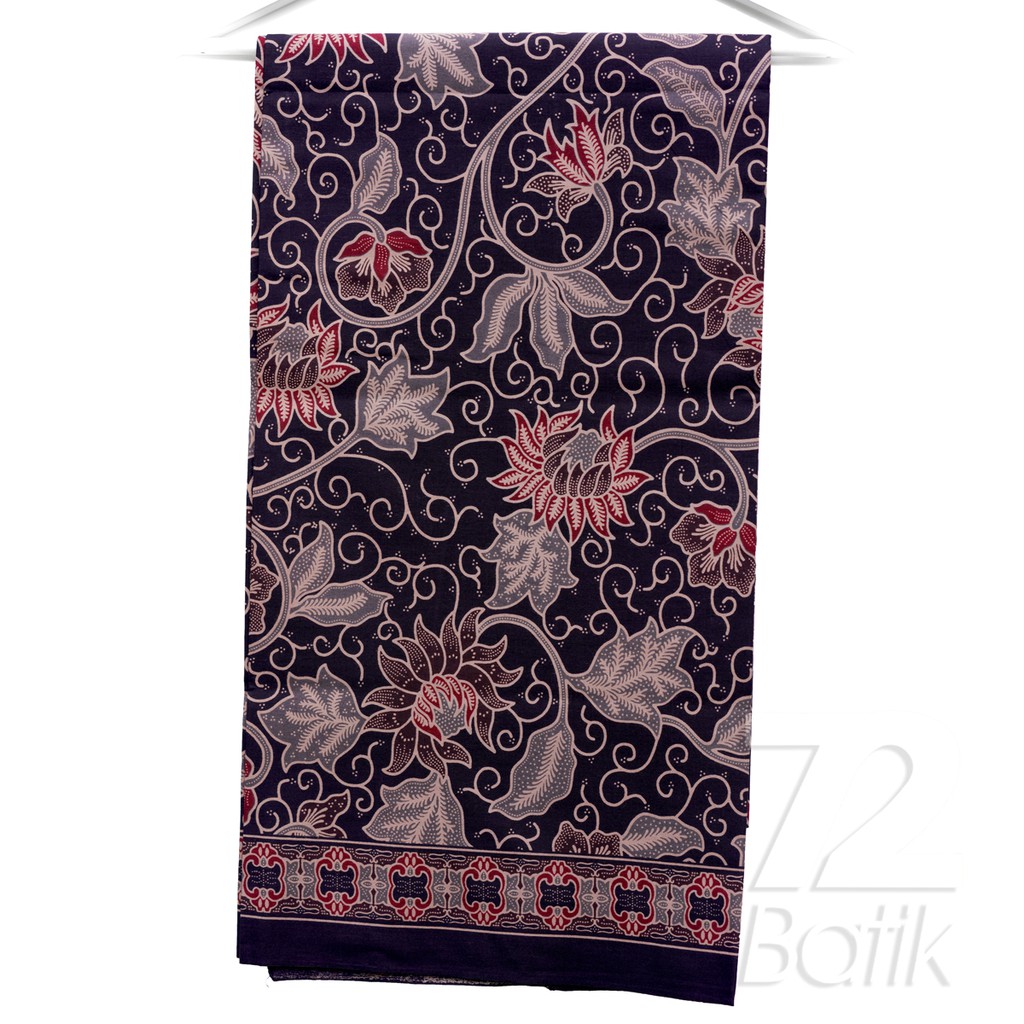 KAIN BATIK KATUN Premium Motif Kembang Rambat Warna Hitam Ireng Abu Merah 726386 Cap 72 Jarik Jarit Samping Kebat Panjang Batik Katun Modern Premium Bahan Seragam Batik Pernikahan Kantor Keluarga Murah Kamen Jadi Batik Bali Lembaran