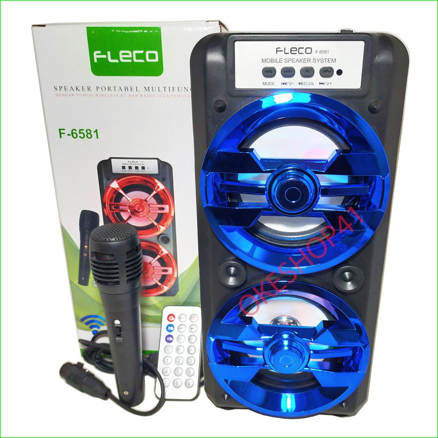 Speaker Karaoke Bluetooth Fleco F-6581 F-6582 Led / Speaker Super Bass Speaker Bluetooth Fleco