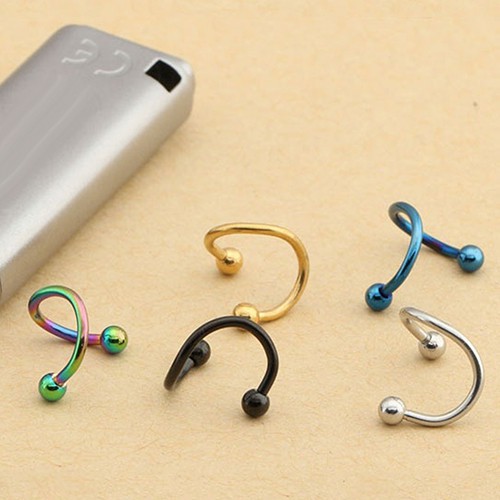 2 Pcs Perhiasan Tindik Menusuk Tubuh Cincin Hidung Bibir Bentuk Spiral Melilit Stainless Steel