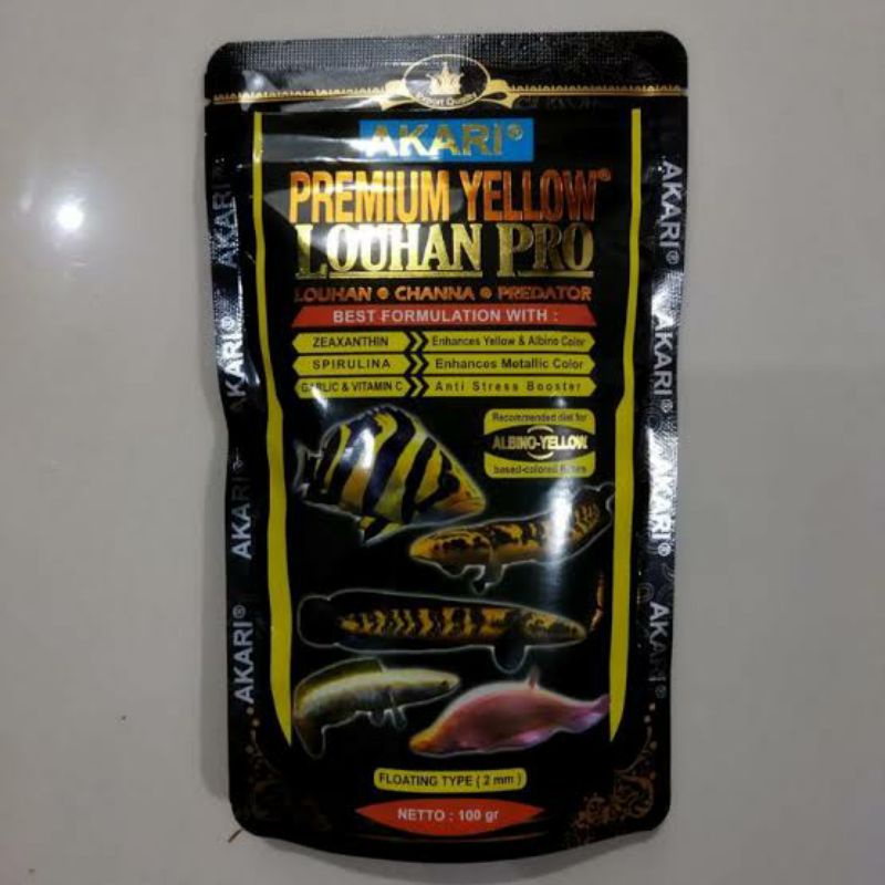 PELET AKARI PREMIUM YELLOW LOUHAN PRO 100GR 1MM 2MM FLOATING PELET PREDATOR