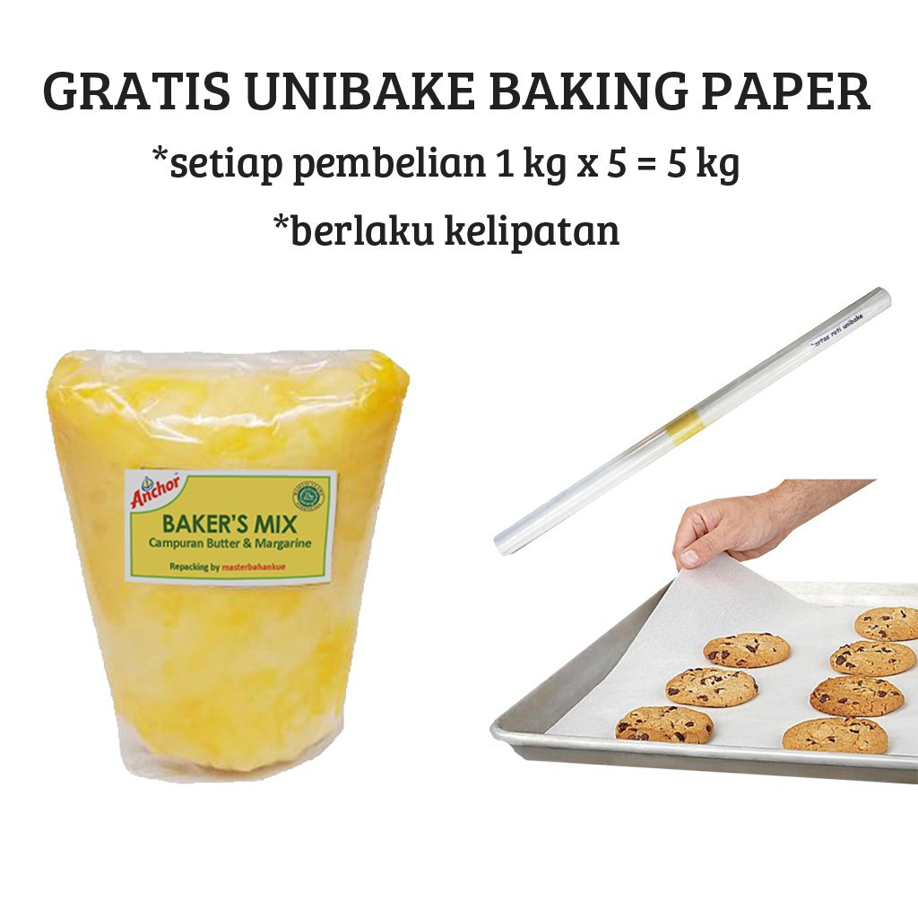 

promo Anchor Baker s mix 1 kg FREE UNIBAKE BAKING PAPER MIN BELI 5 KG bahan kue