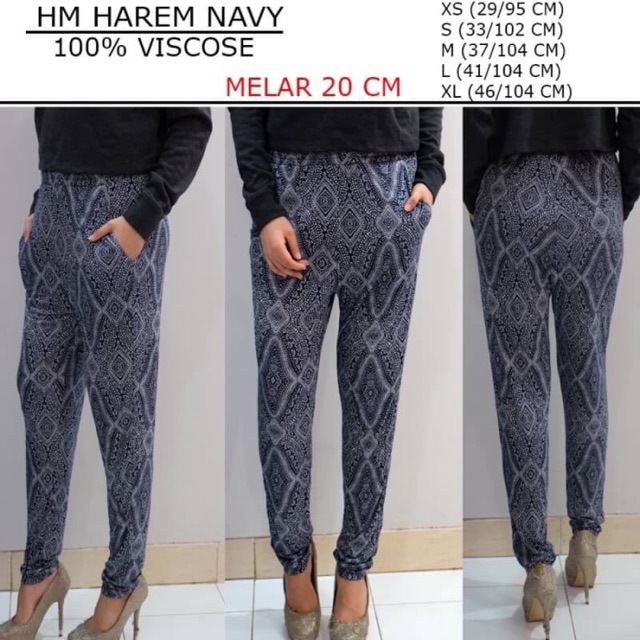 Celana wanita harem branded H&M motif mirip batik keren murah asli