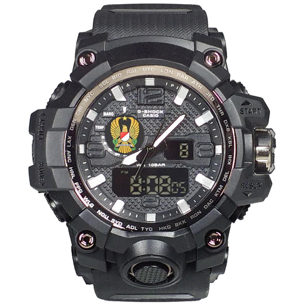 (Istimewa Bossque) Jam LOGO TNI - AD Double Time Full Black (Exclusive)