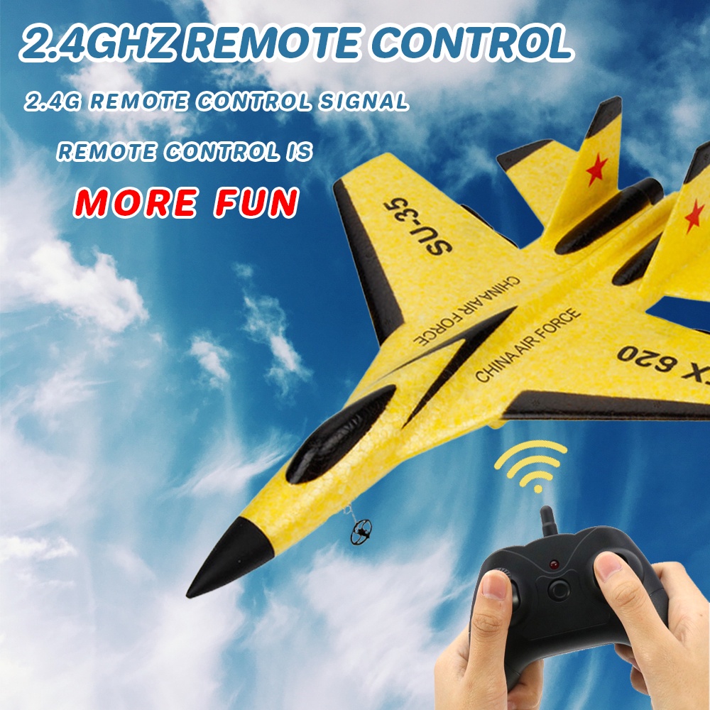 Mainan Pesawat RC Terbang Remote Control LED Pesawat Glider Airplane Foam 2.4G RC Airplane Busa Elastis Tidak Akan Pecah FX620