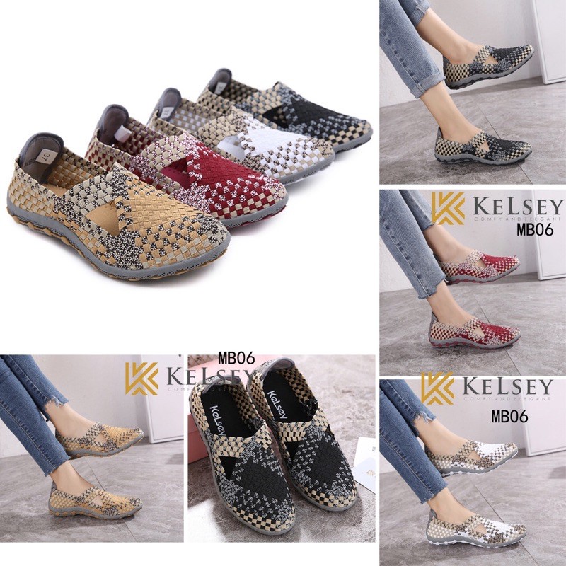 (GRATIS ALAS KAKI) NICOLE SEPATU FLAT  RAJUT WANITA Kelsey MB06 RAJUT SHOES Flats Shoes Rajut anyaman