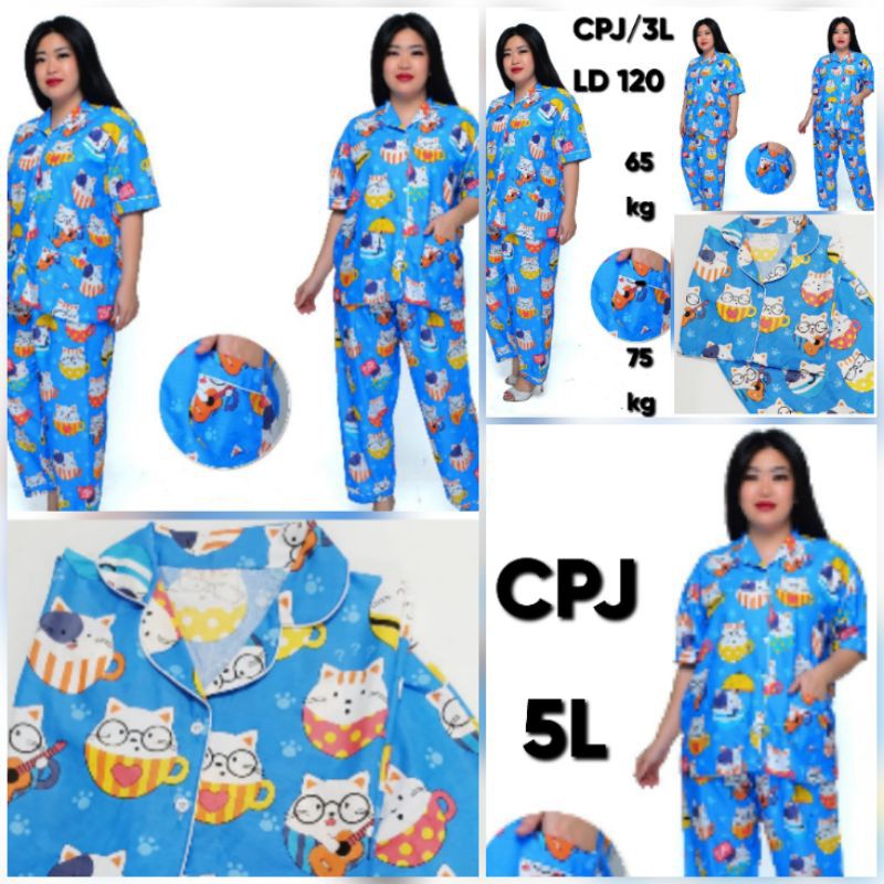 BAJU TIDUR BIG SIZE LD 120 130/PIYAMA SET CELANA JUMBO MOTIF KARAKTER