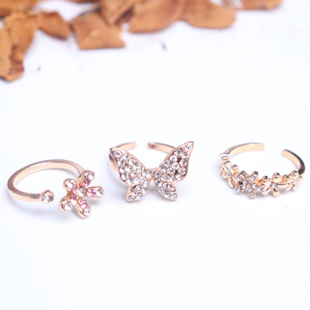 Hu Hu Hu Hu Hu Alat Bantu Pasang Kacamata♡ Cincin Bentuk Kupu-Kupu Sparkling Bahan Alloy Tahan Karat Untuk Wanita