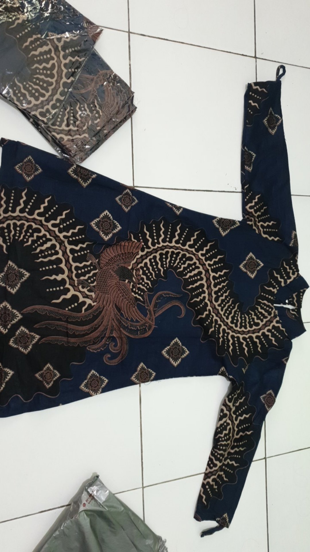 Batik Tunik Shibori Jumputan Terbaru All Size 106cm / Hrb026 Yelbor Navbor / Biru Putih / Original.